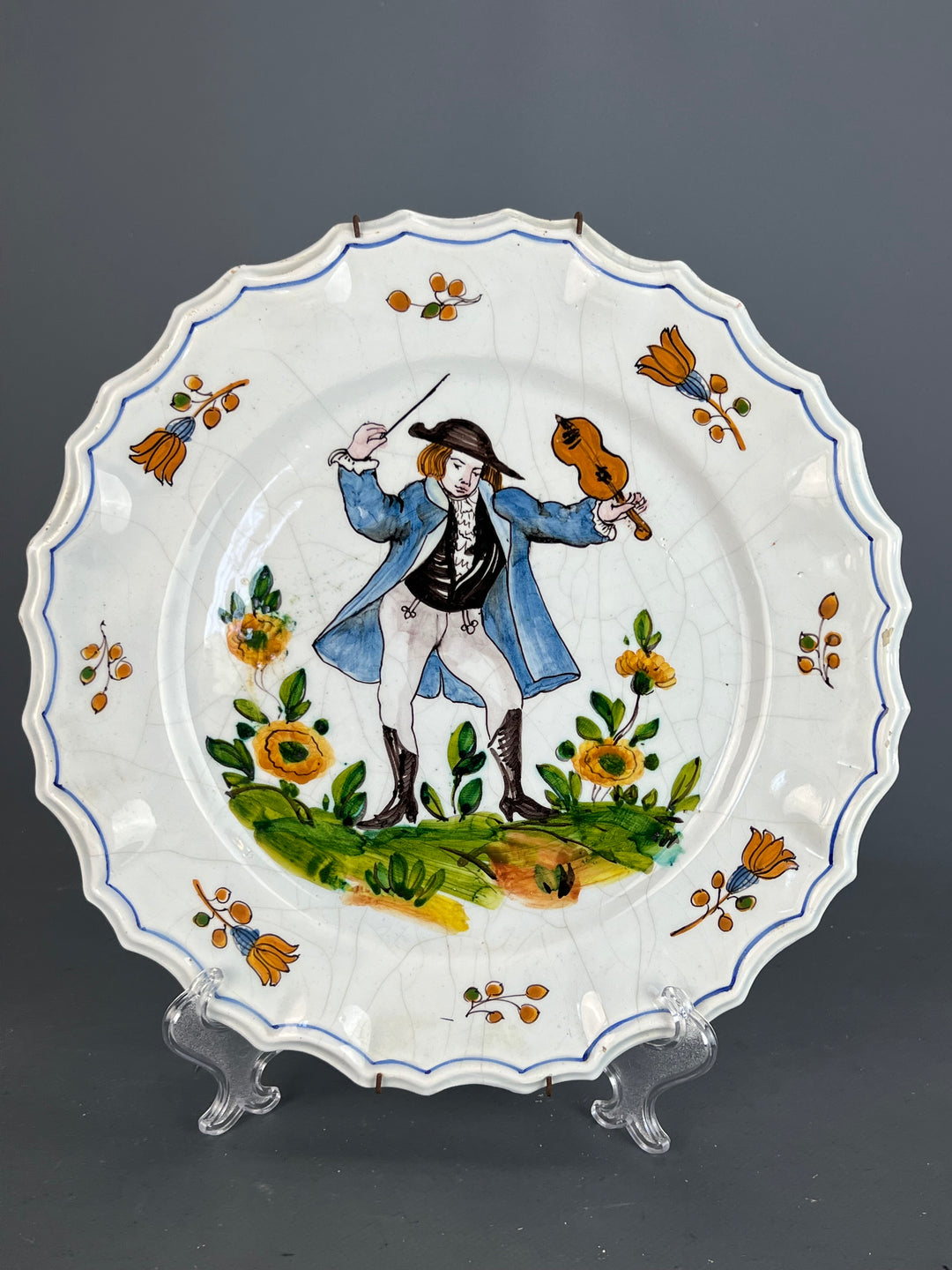 Piatto da parete maiolica Nove di Bassano violinista