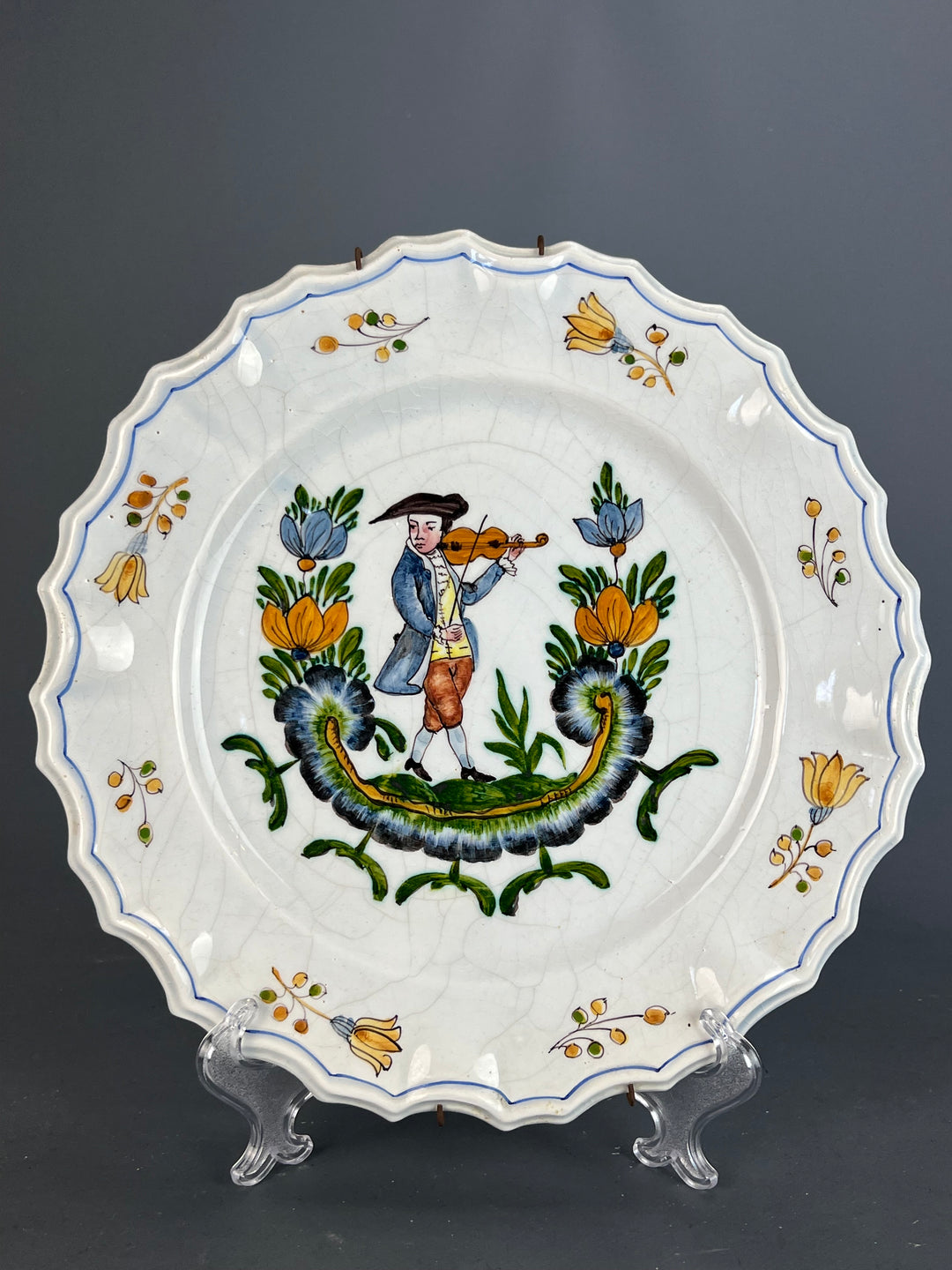 Piatto da parete maiolica Nove di Bassano violinista