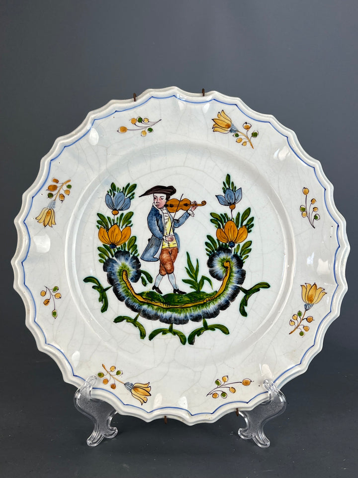 Piatto da parete maiolica Nove di Bassano violinista