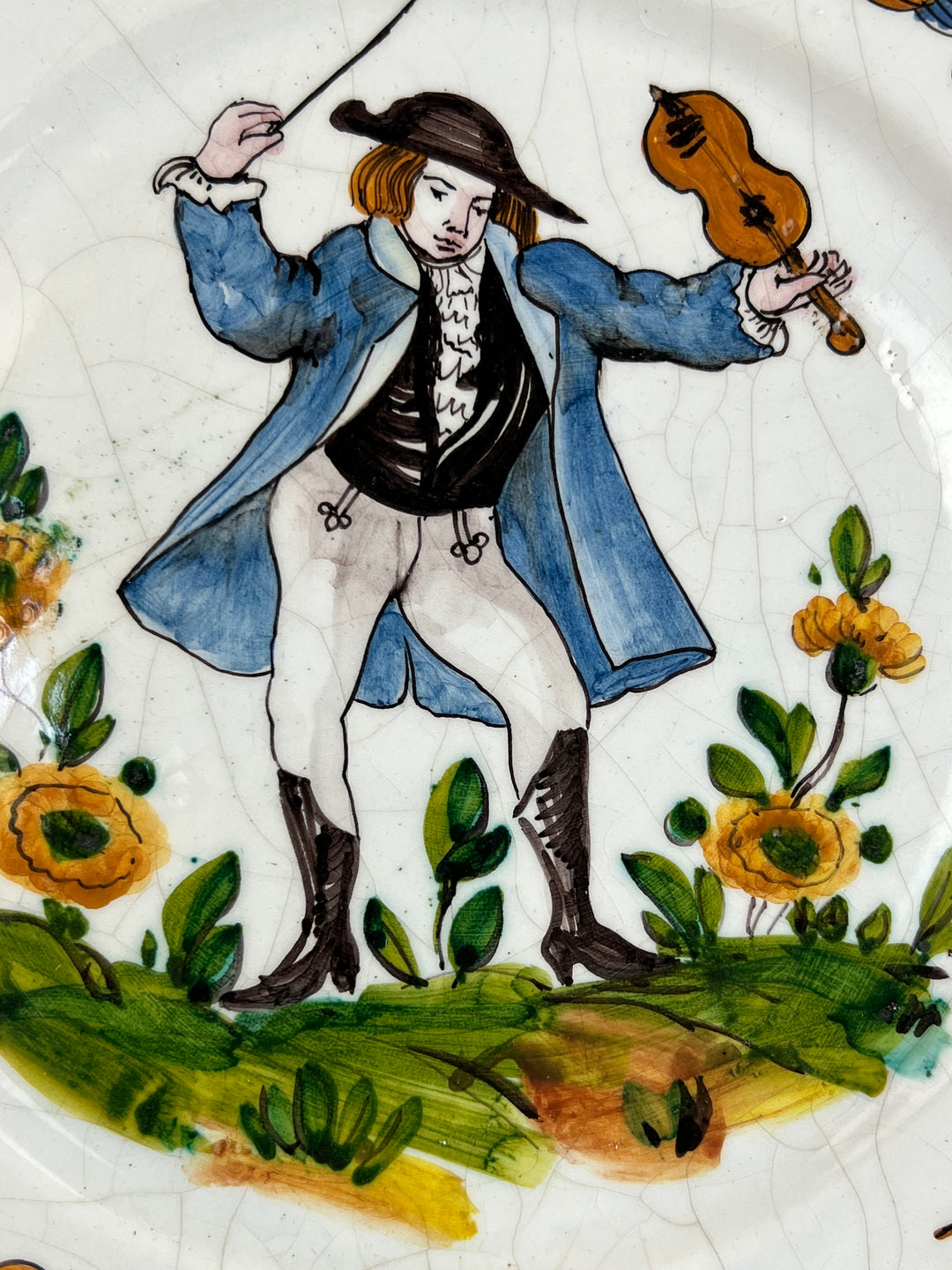 Piatto da parete maiolica Nove di Bassano violinista