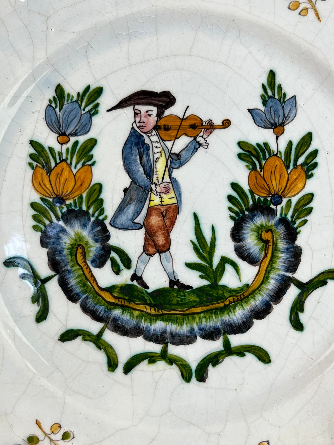 Piatto da parete maiolica Nove di Bassano violinista