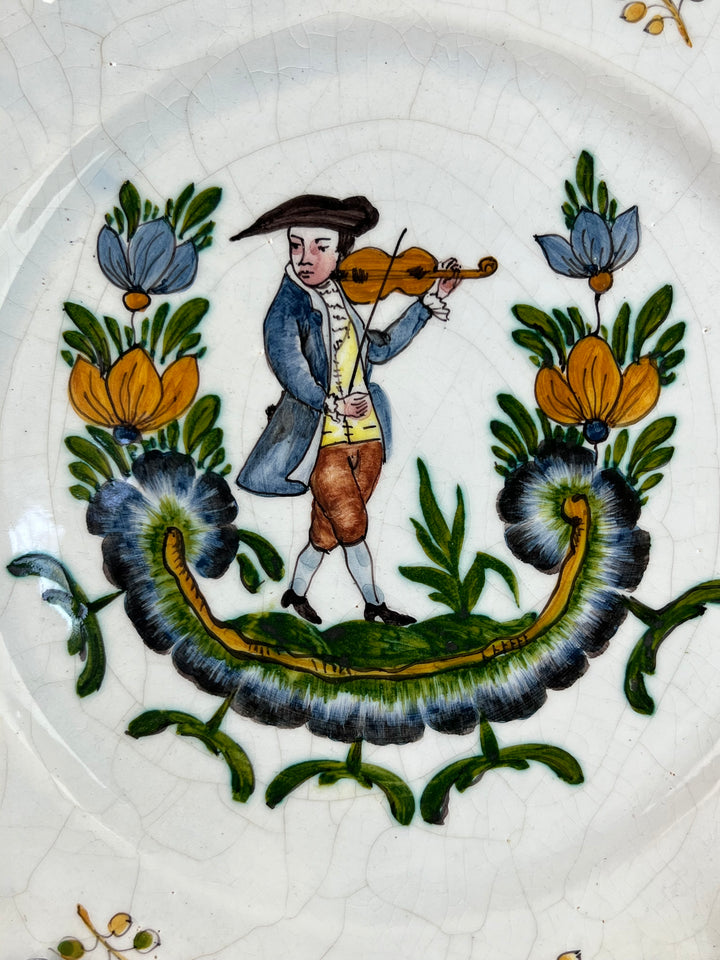 Piatto da parete maiolica Nove di Bassano violinista