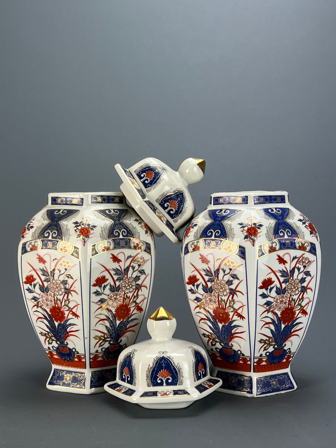 Coppia vasi cinesi decoro floreale blu
