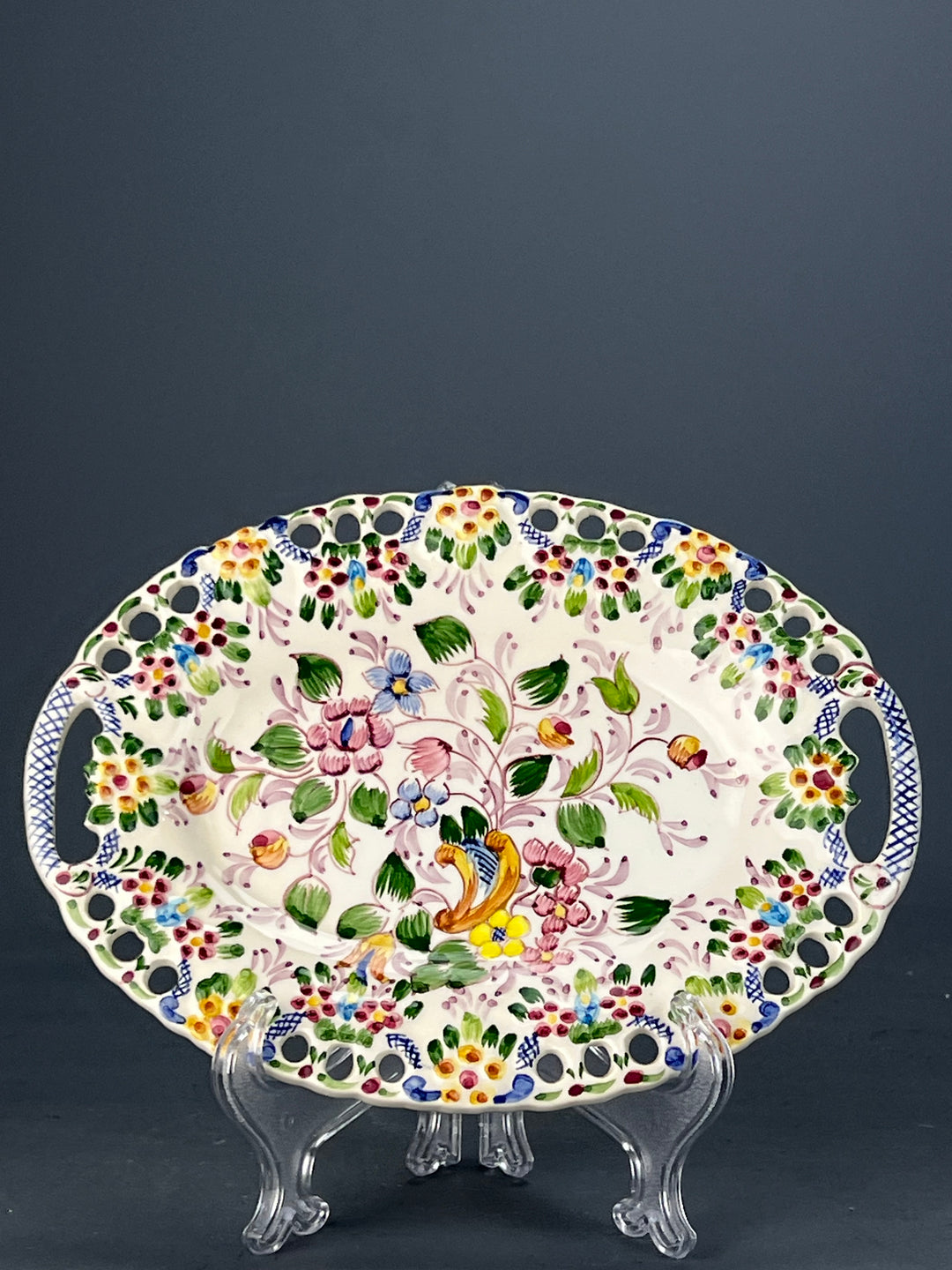 Piatto ovale ceramica floreale portoghese