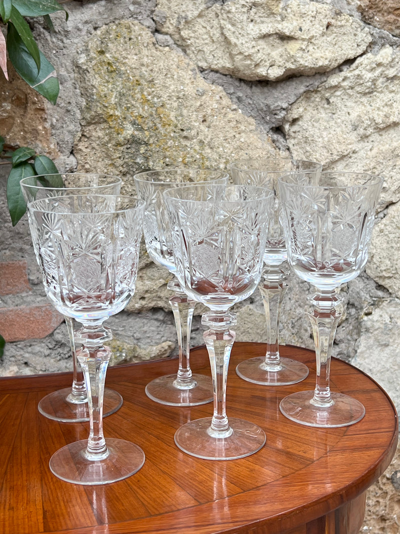 Set sei calici vino cristallo intagliato – Vintag-E