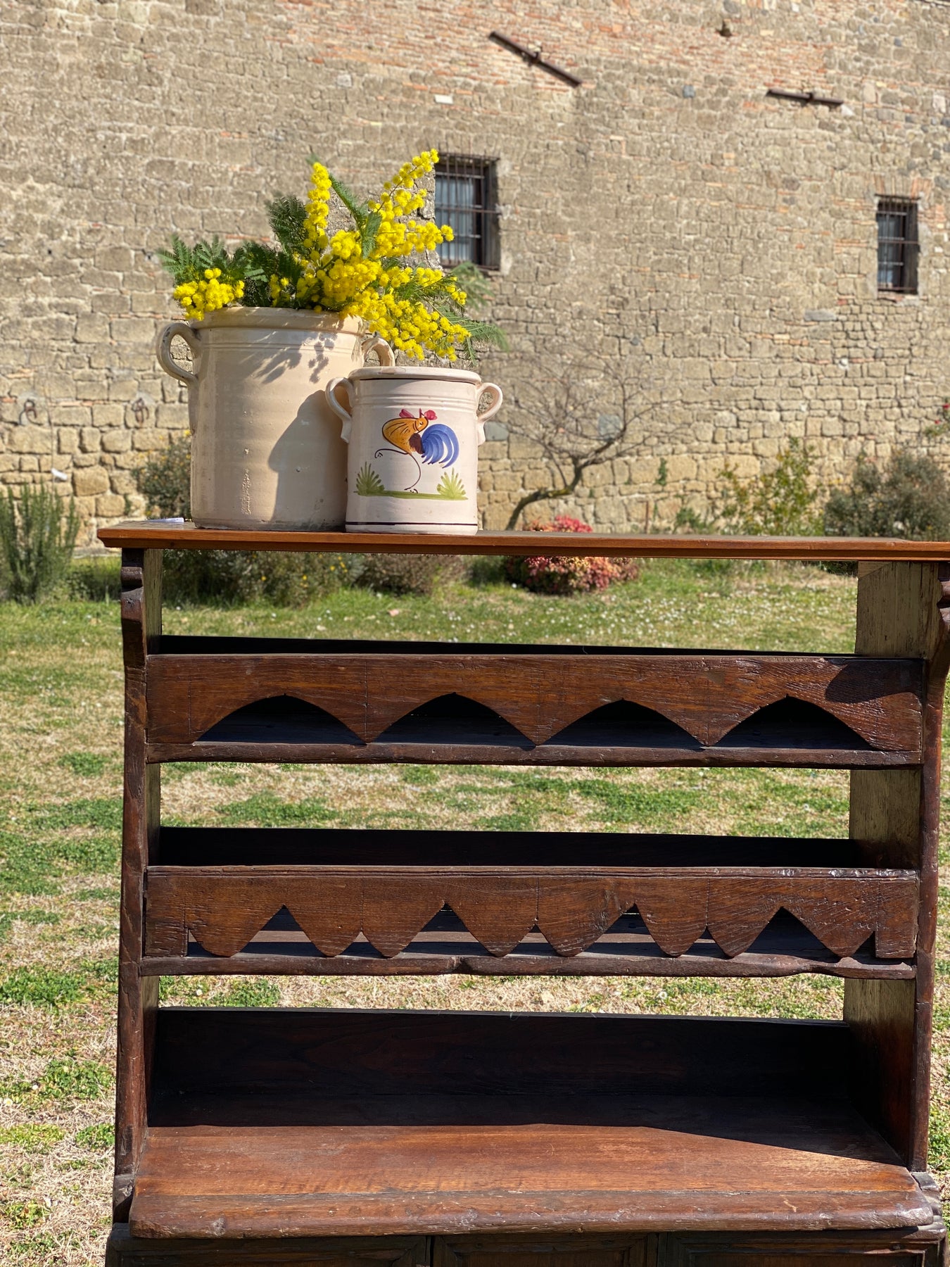 CREDENZA DISPENSA CON PIATTAIA IN VARI COLORI ARTE POVERA CUCINA TAVERNA